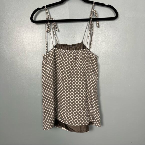 Miguelina Silk Crochet Tank Top Tie Strap Polka Dot Gray Size Small - Picture 3 of 8